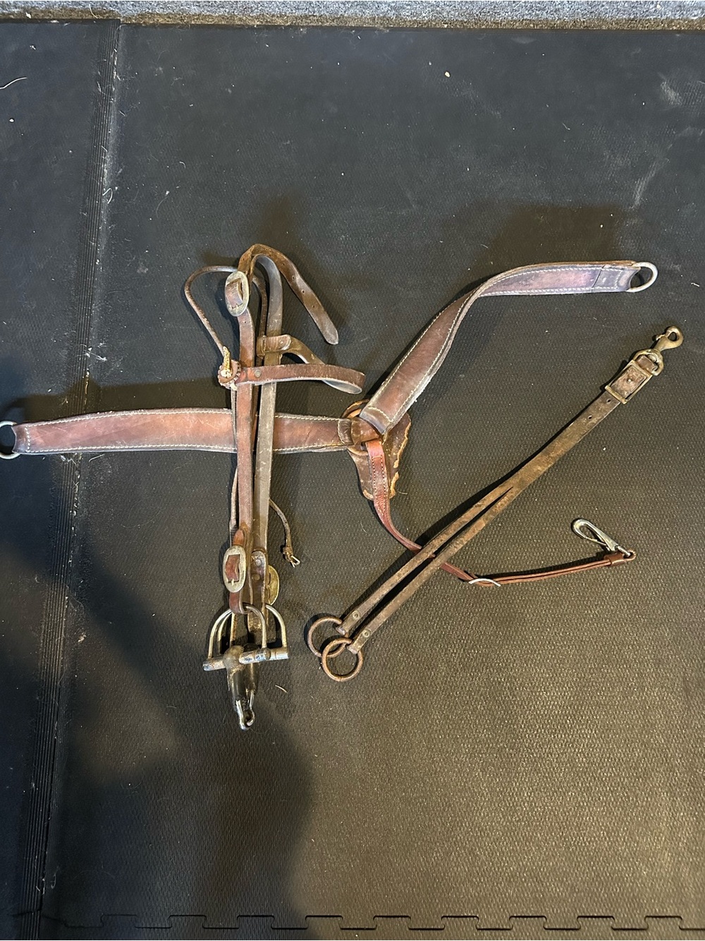 Horse tack lot, headstall, bit, breast collar, martingale